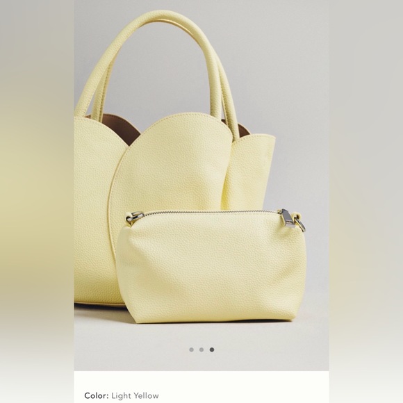 Anthropologie Handbags - NWT new melie bianco Anthropologie tulip crossbody handle bag and Pouch yellow